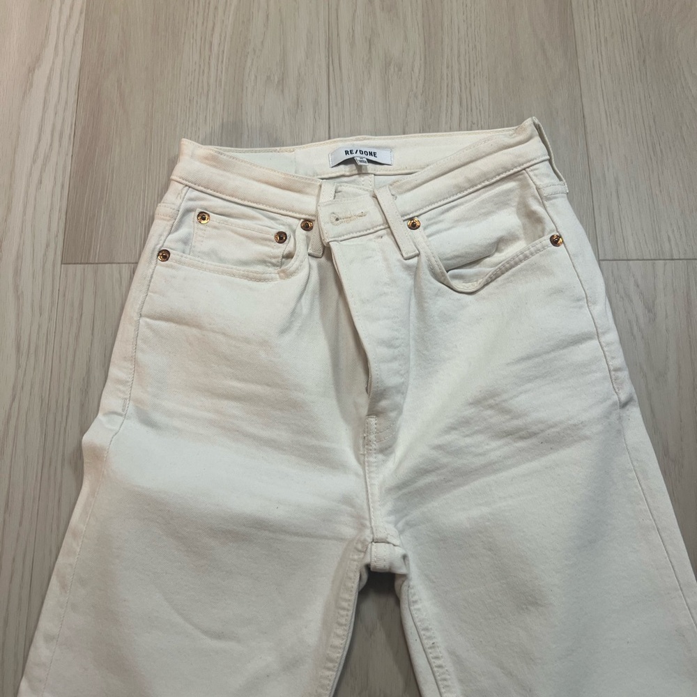 Re/Done Cream Button-Fly Jeans